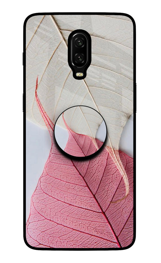 White Pink Leaf Oneplus 6T Glass Case
