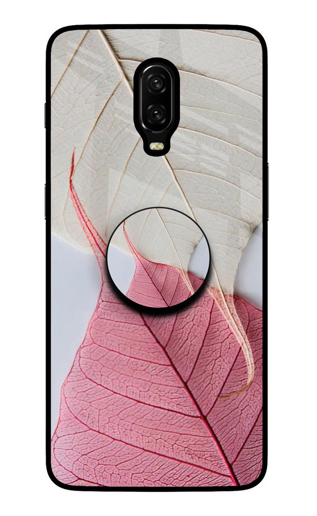 White Pink Leaf Oneplus 6T Pop Case by Casekaro