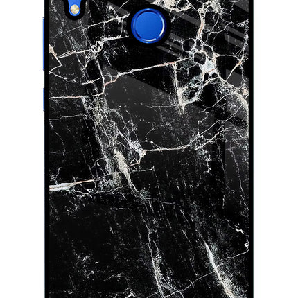 Black Marble Texture Honor 8X Glass Case Back Cover by Casekaro
