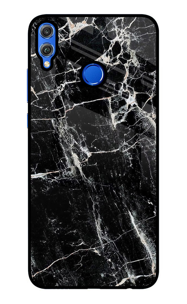 Black Marble Texture Honor 8X Glass Case Back Cover by Casekaro