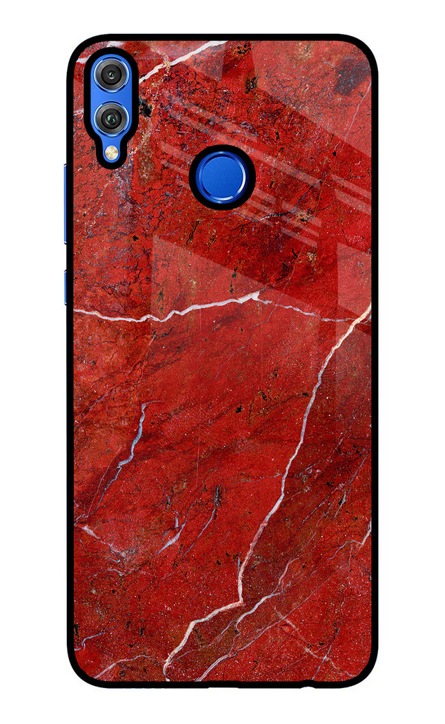 Red Marble Design Honor 8X Glass Case Back Cover by Casekaro
