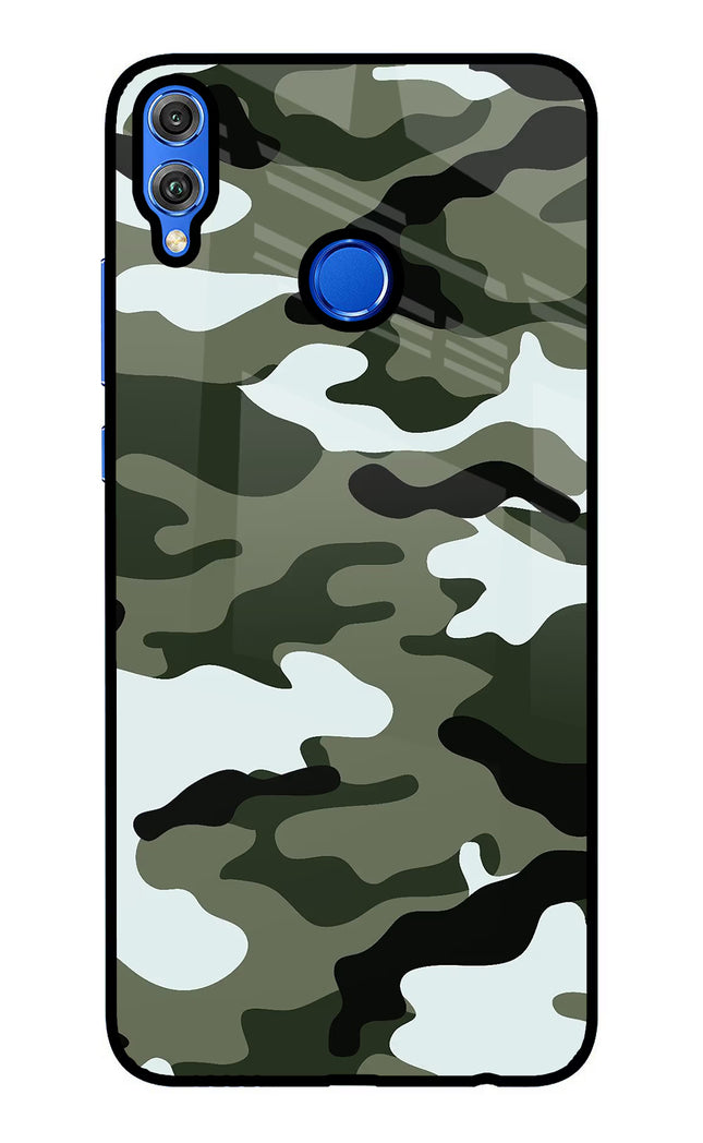 Camouflage Honor 8X Glass Case Back Cover by Casekaro