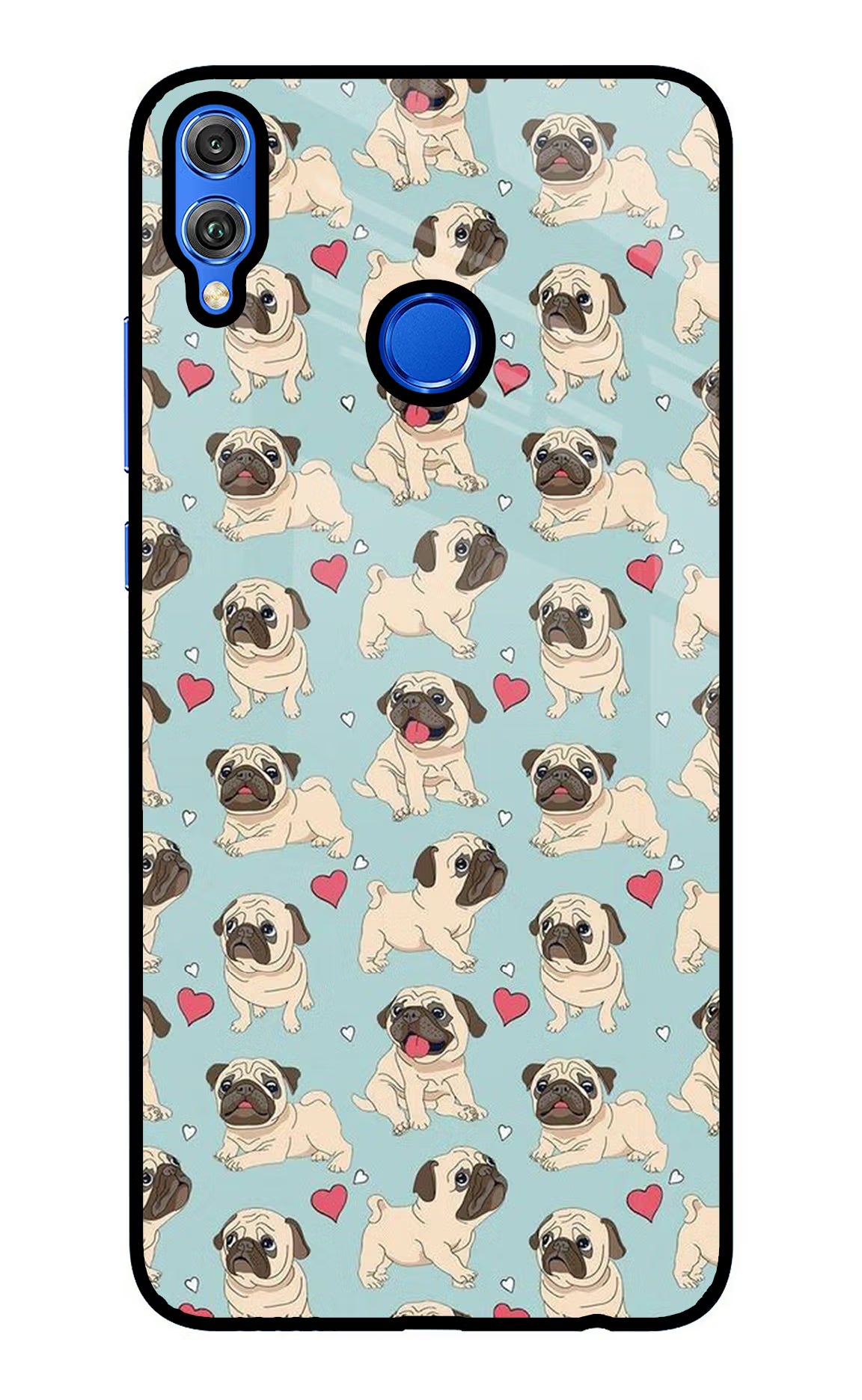 Pug Dog Honor 8X Glass Case Back Cover by Casekaro