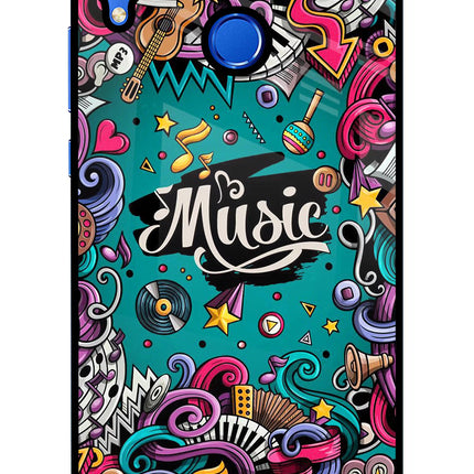 Music Graffiti Honor 8X Glass Case Back Cover by Casekaro