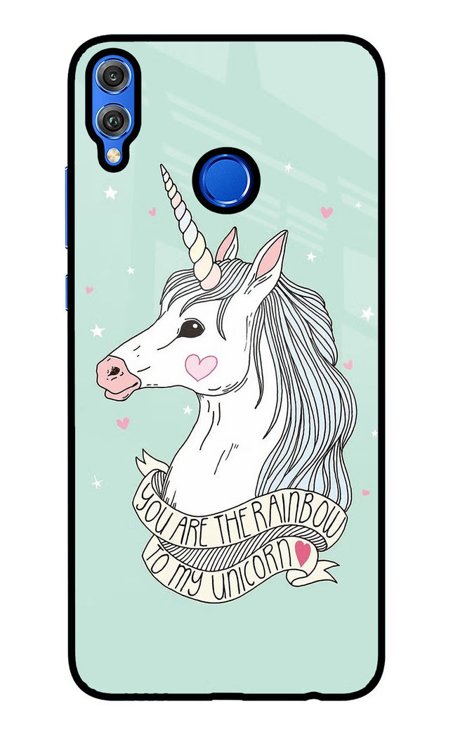 Unicorn Wallpaper Honor 8X Glass Case Back Cover by Casekaro