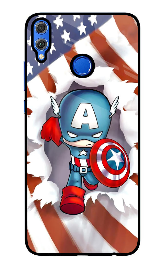 Captain America Honor 8X Glass Case Back Cover by Casekaro