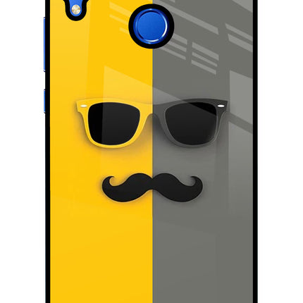 Sunglasses with Mustache Honor 8X Glass Case Back Cover by Casekaro