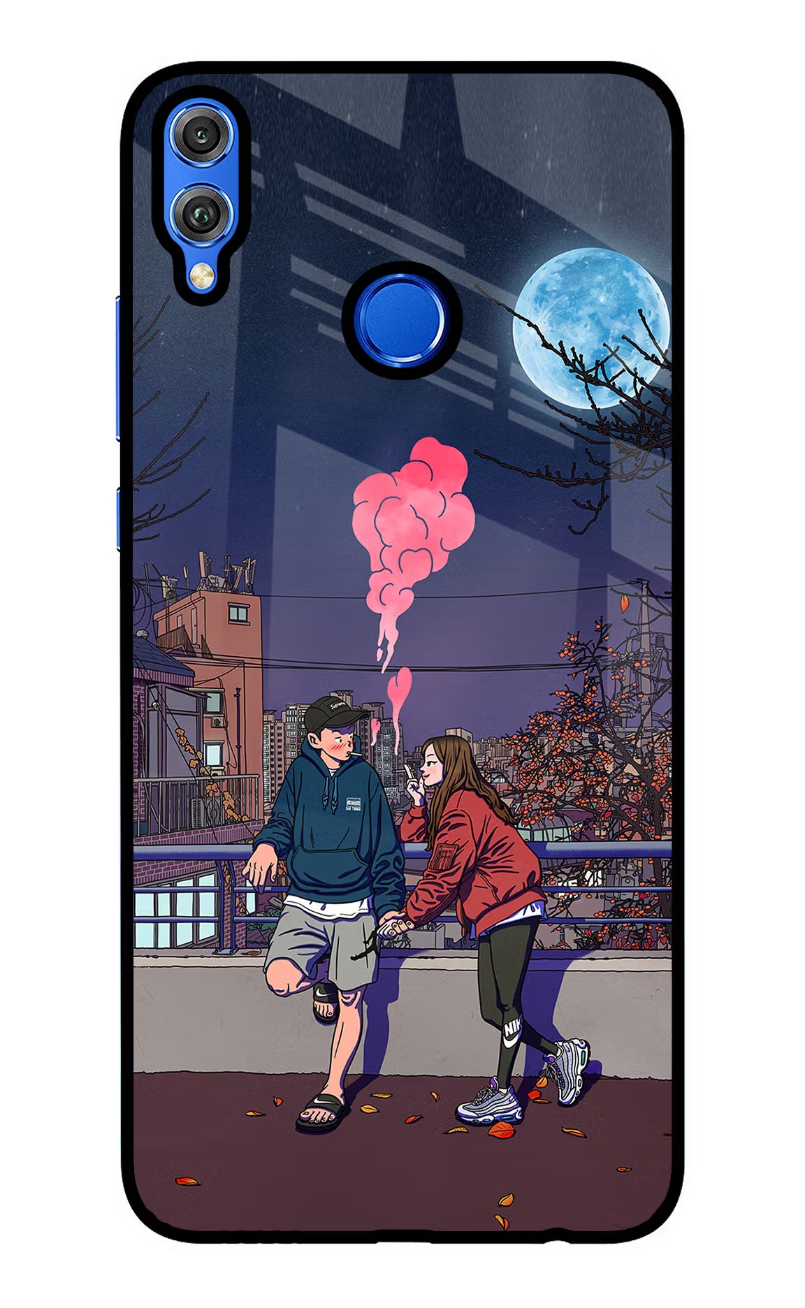 Chilling Couple Honor 8X Glass Case Back Cover by Casekaro