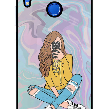 Selfie Girl Honor 8X Glass Case Back Cover by Casekaro
