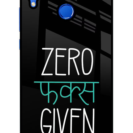 Zero Fucks Given Honor 8X Glass Case Back Cover by Casekaro