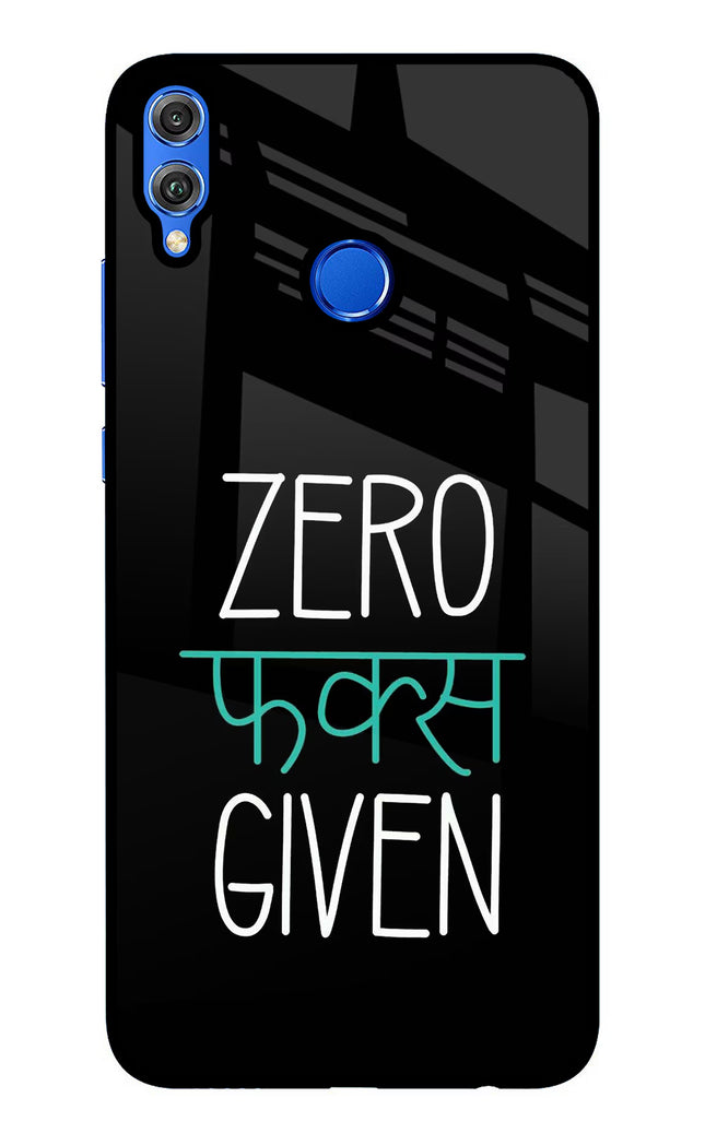 Zero Fucks Given Honor 8X Glass Case Back Cover by Casekaro