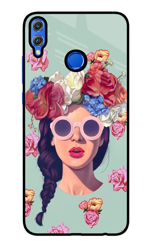 Pretty Girl Honor 8X Glass Case Back Cover by Casekaro