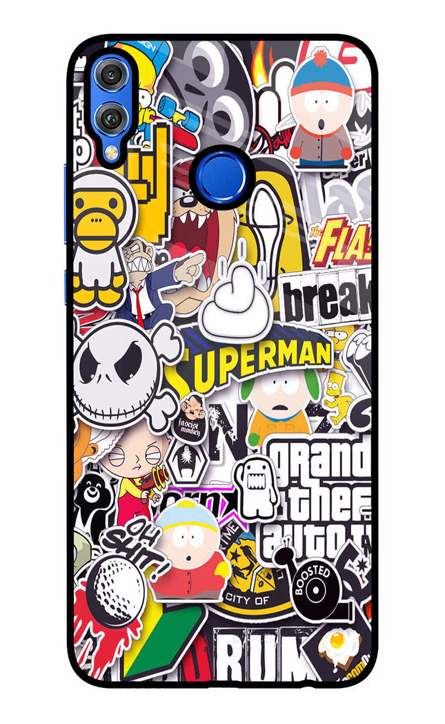 Sticker Bomb Honor 8X Glass Case Back Cover by Casekaro