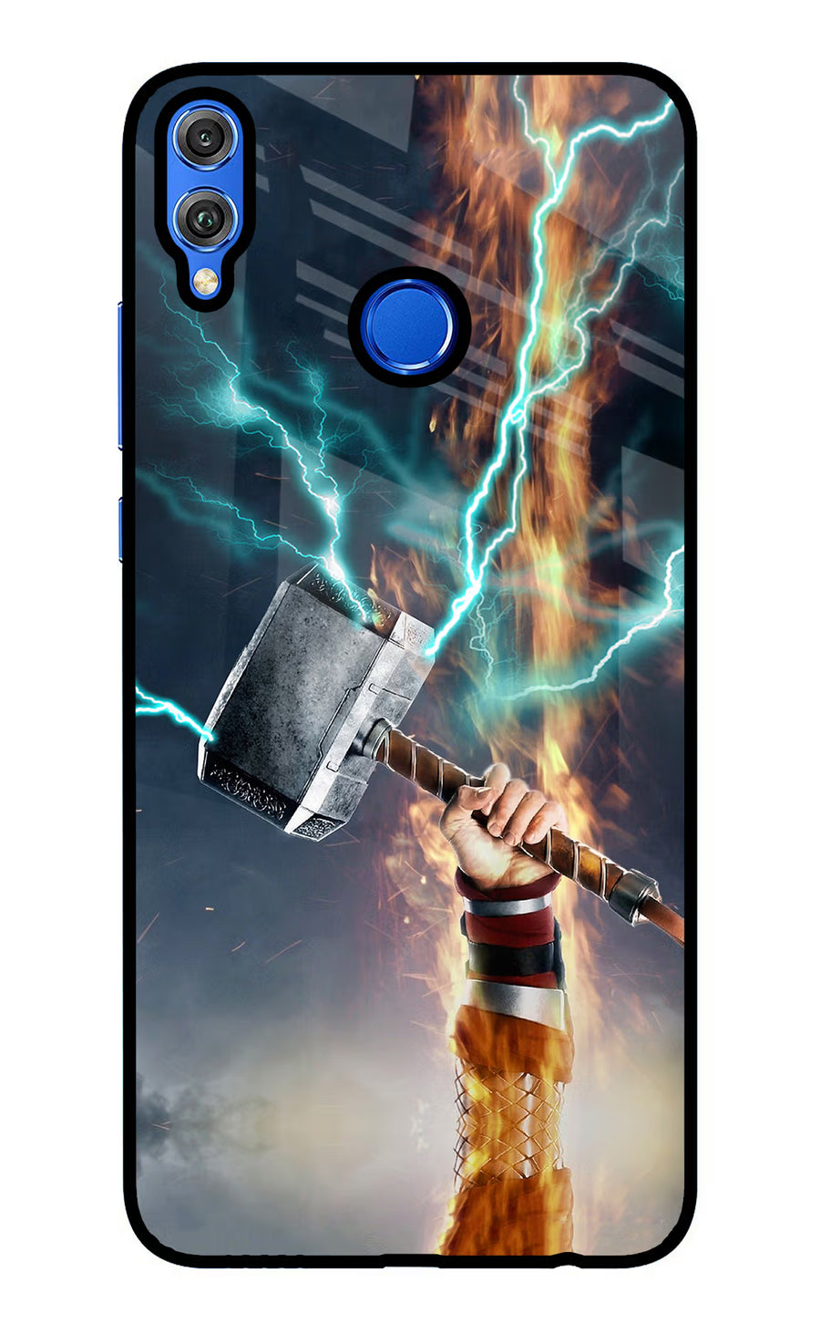 Thor Hammer Mjolnir Honor 8X Back Cover, Glass case