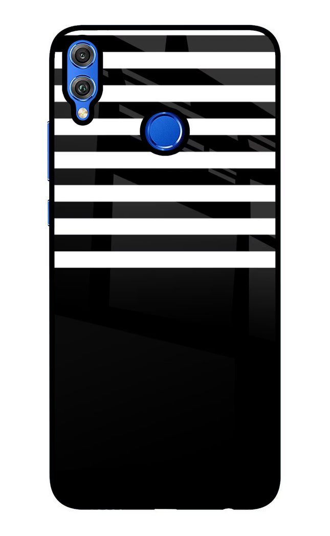 Black and White Print Honor 8X Glass Case Back Cover by Casekaro