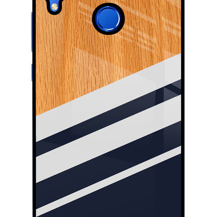 Blue and white wooden Honor 8X Glass Case Back Cover by Casekaro
