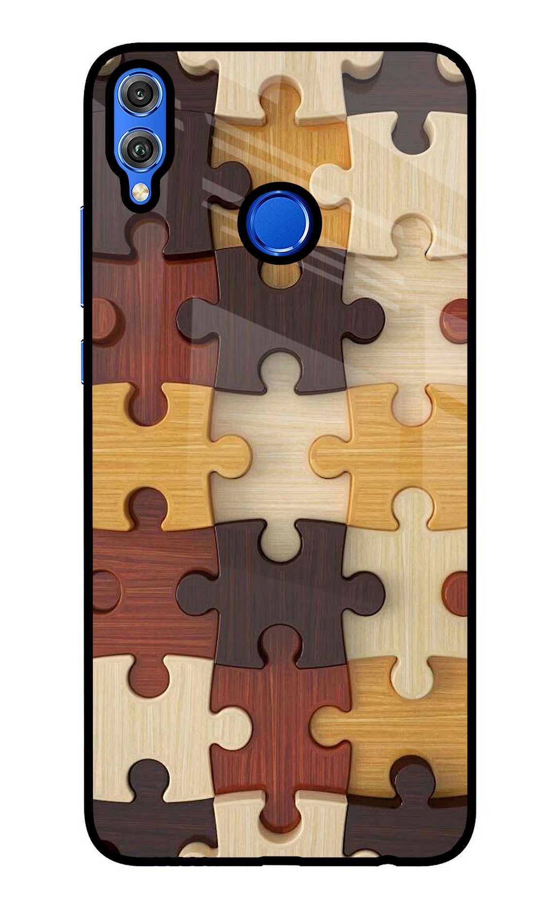 Wooden Puzzle Honor 8X Glass Case