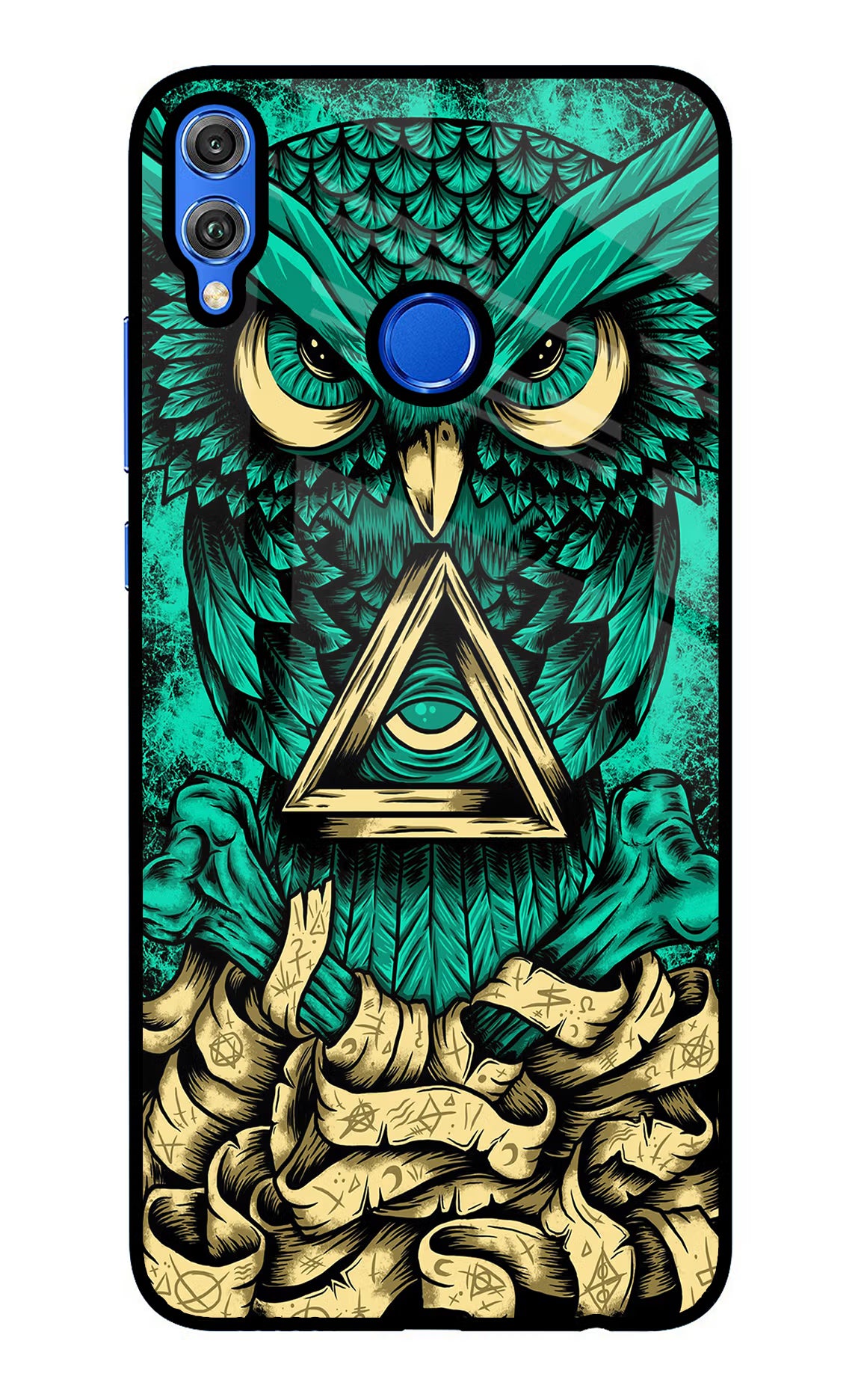 Green Owl Honor 8X Glass Case Back Cover by Casekaro