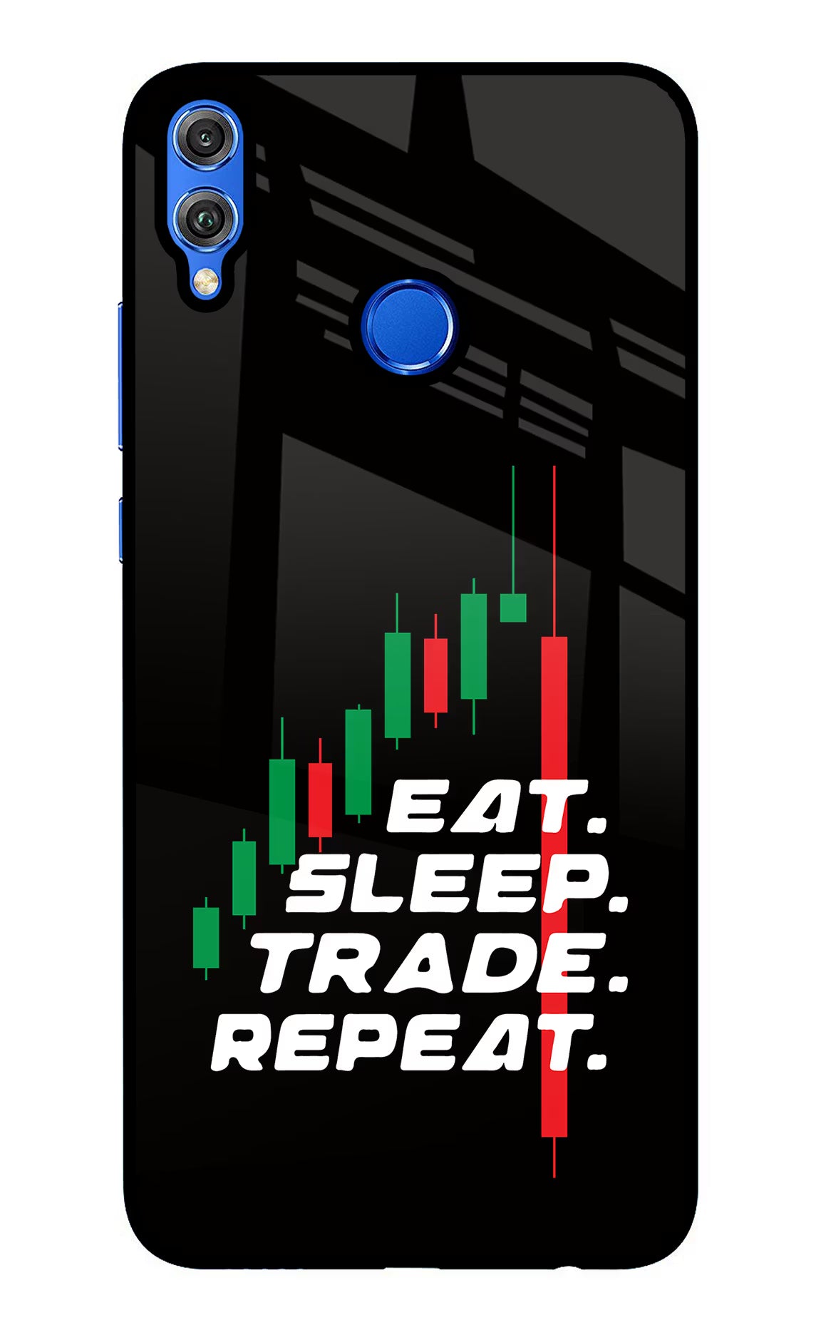 Eat Sleep Trade Repeat Honor 8X Glass Case Back Cover by Casekaro