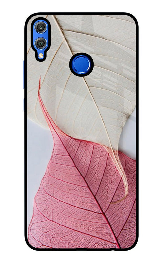 White Pink Leaf Honor 8X Glass Case