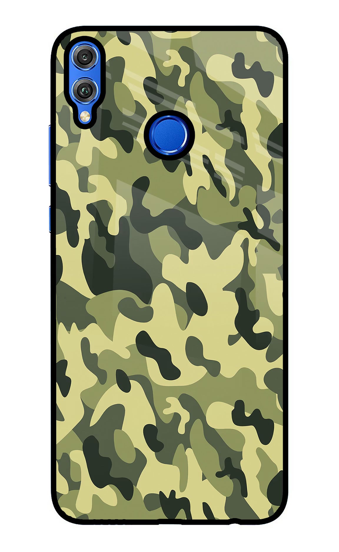 Camouflage Honor 8X Glass Case Back Cover by Casekaro