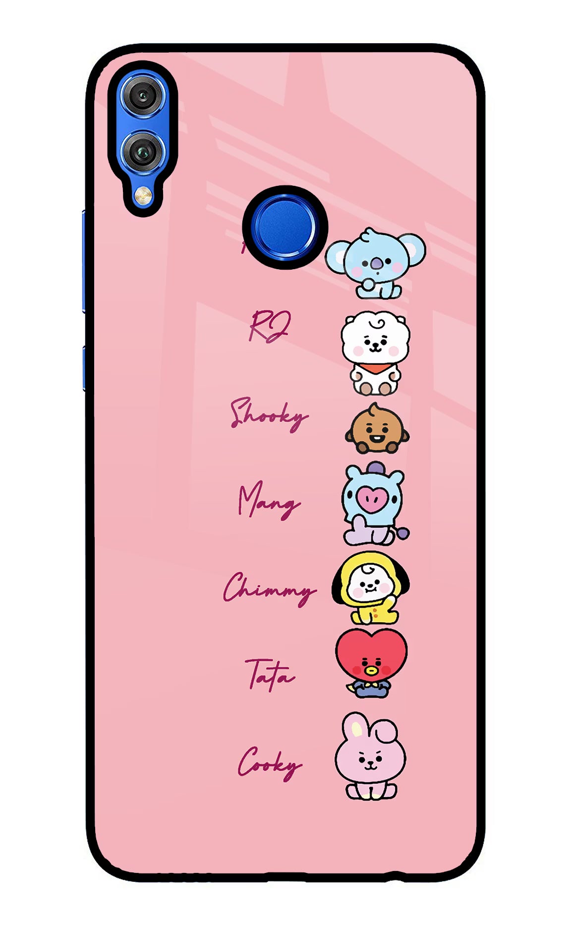 BTS names Honor 8X Glass Case Back Cover by Casekaro