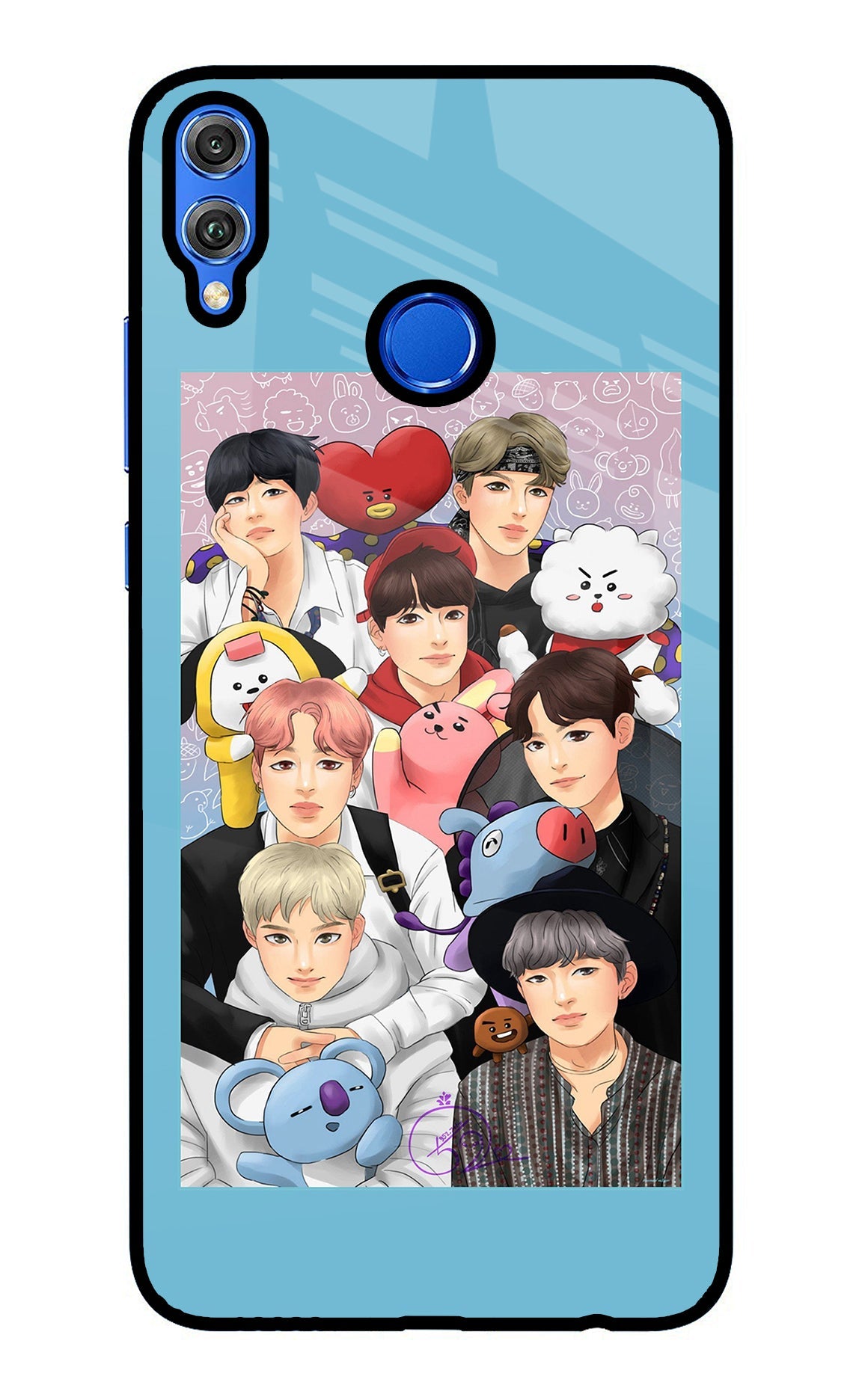 BTS with animals Honor 8X Glass Case