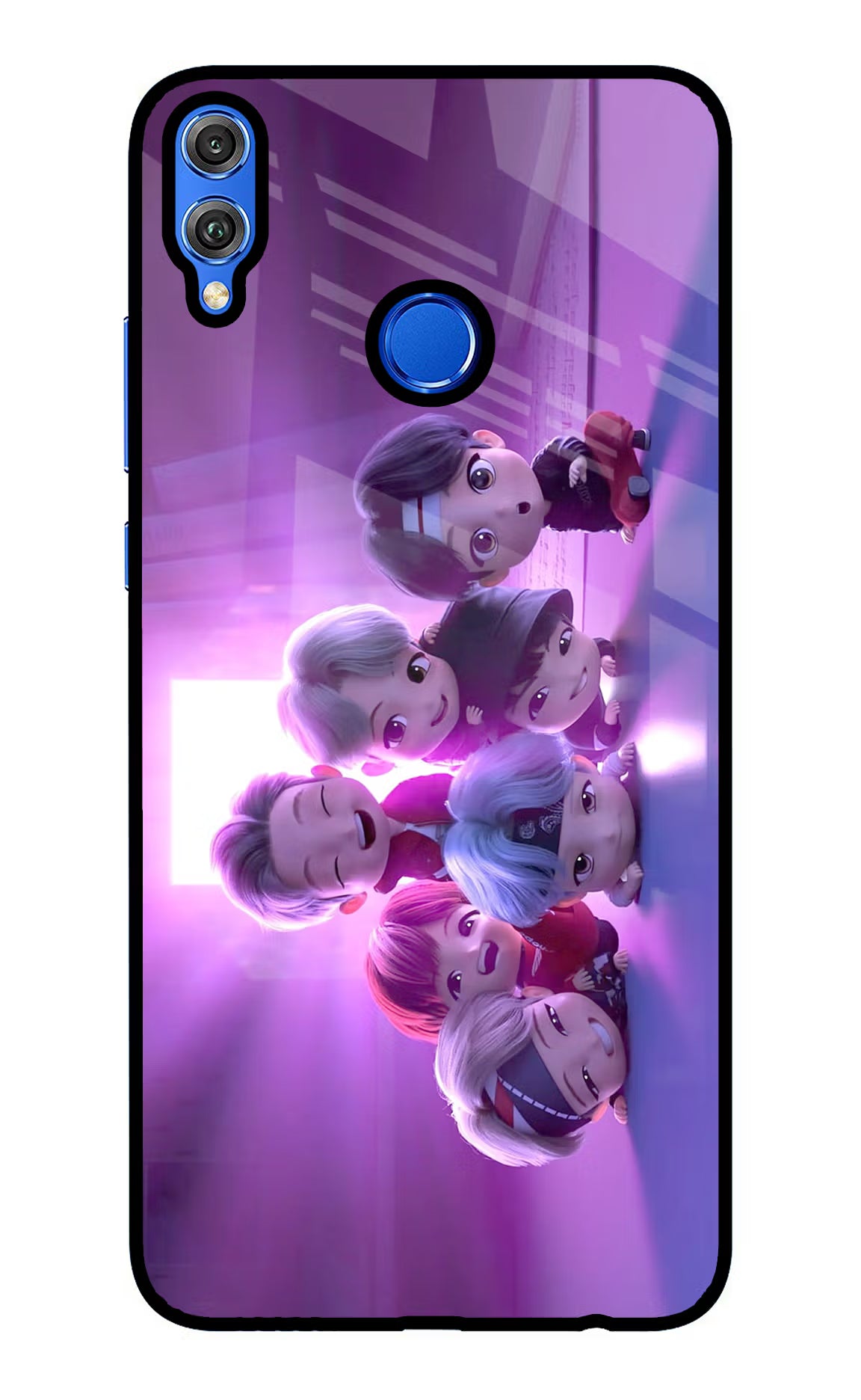BTS Chibi Honor 8X Glass Case Back Cover by Casekaro