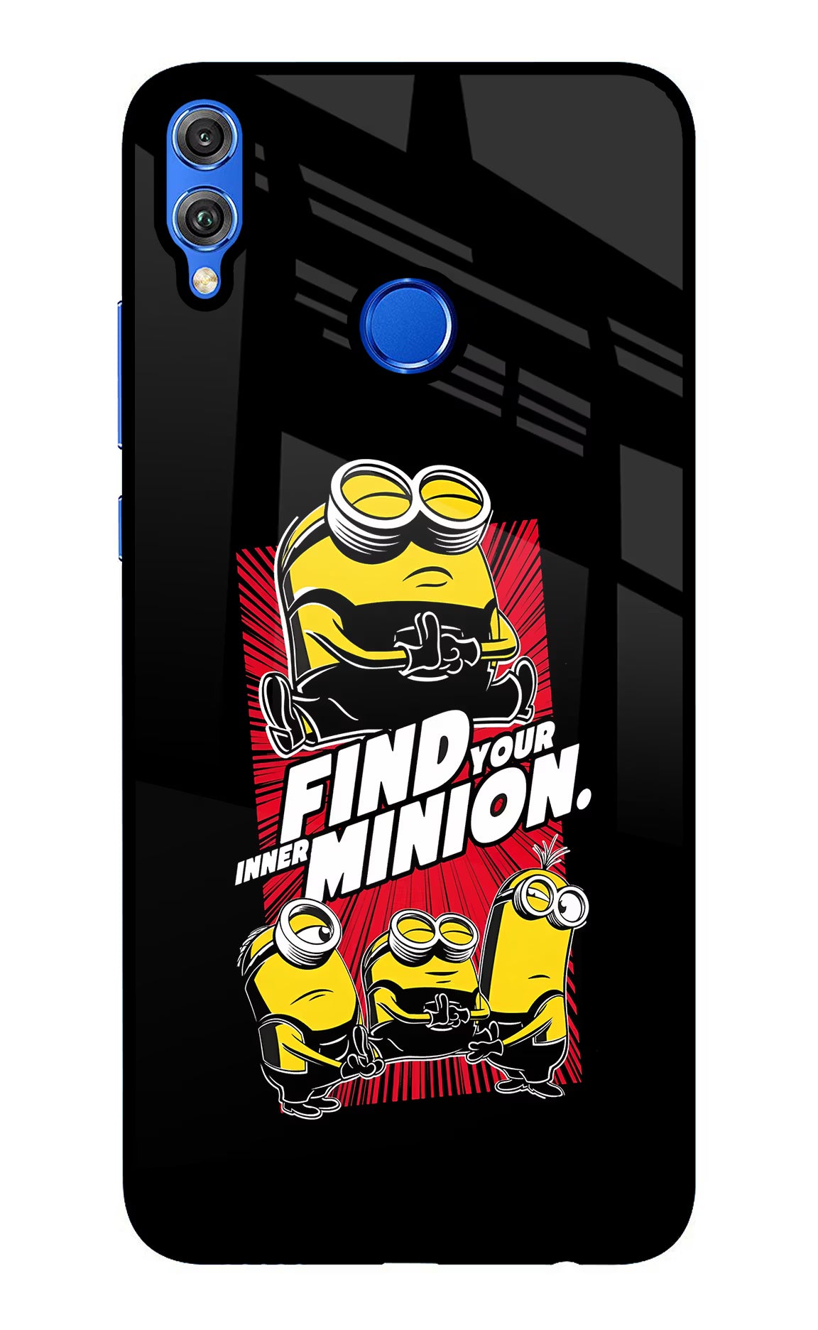 Find your inner Minion Honor 8X Glass Case Back Cover by Casekaro