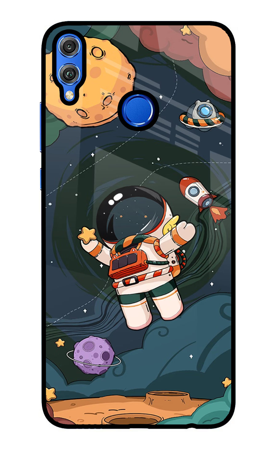 Cartoon Astronaut Honor 8X Back Cover, Glass case