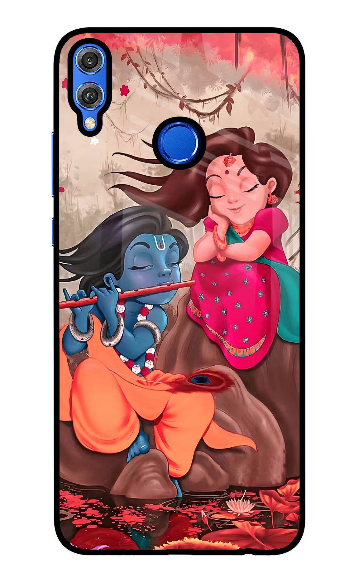 Radhe Krishna Honor 8X Glass Case Back Cover by Casekaro