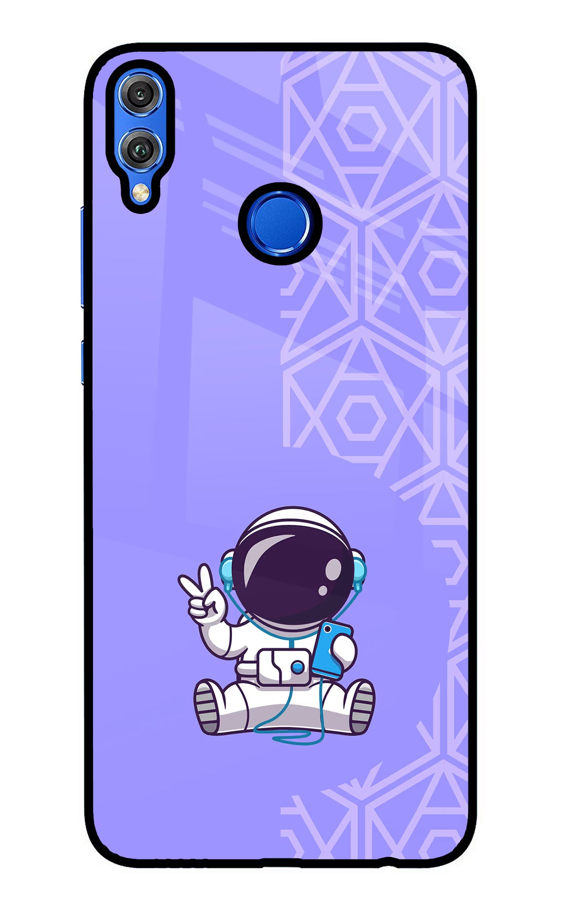 Cute Astronaut Chilling Honor 8X Glass Case Back Cover by Casekaro