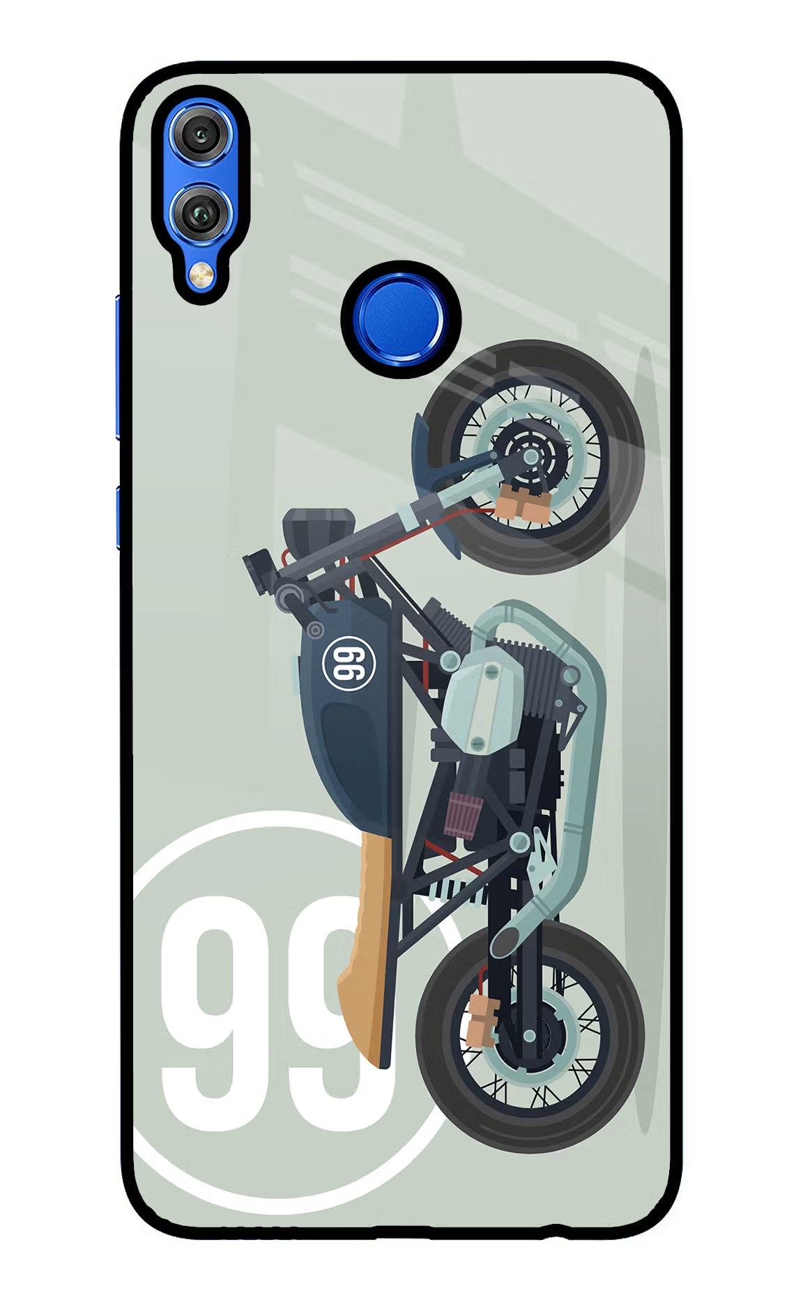 Classic Cafe Racer 99 Honor 8X Glass Case Back Cover by Casekaro