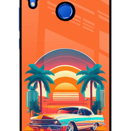 Palm Drive 80s Honor 8X Glass Case