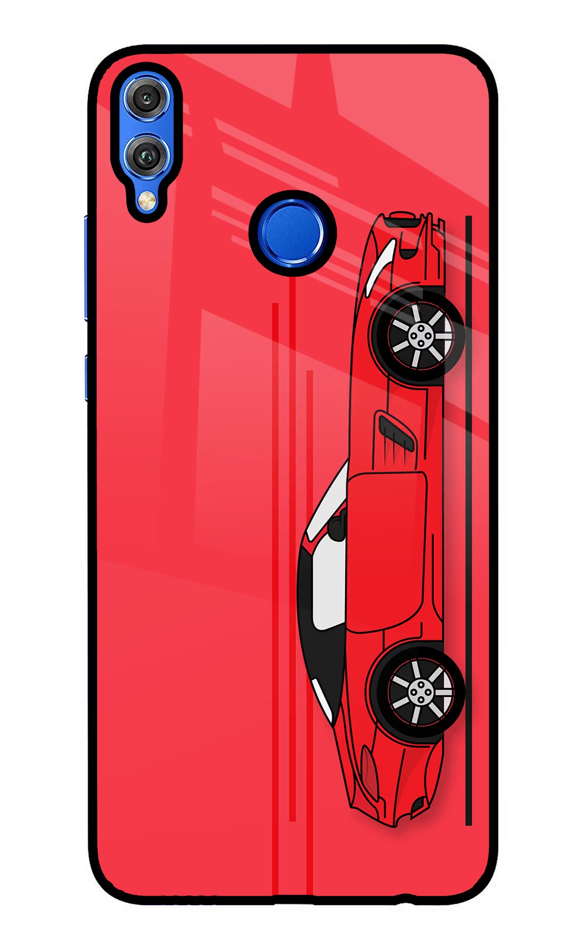 Red Velocity Honor 8X Glass Case Back Cover by Casekaro
