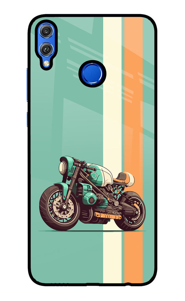 Striped Moto Drift Honor 8X Glass Case Back Cover by Casekaro