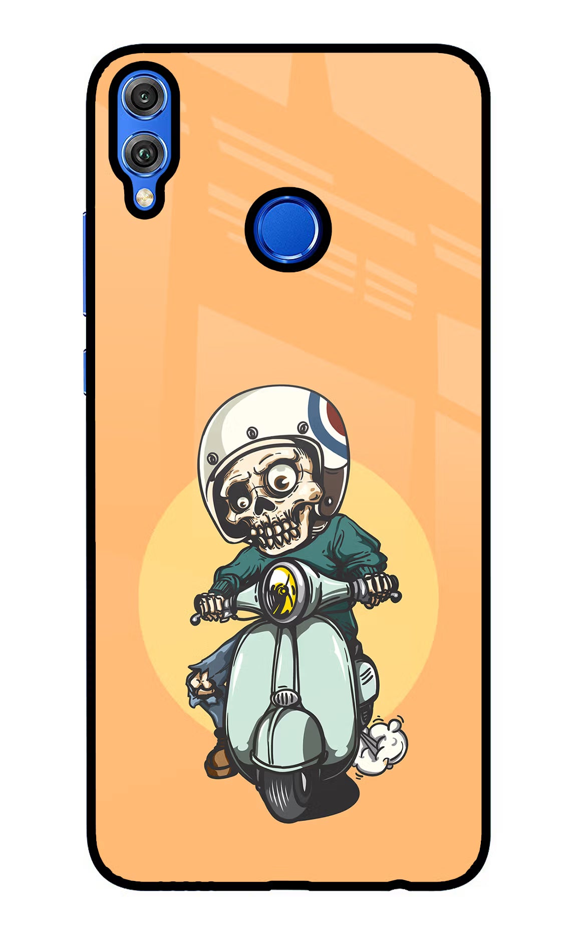 Undead Biker Honor 8X Glass Case Back Cover by Casekaro