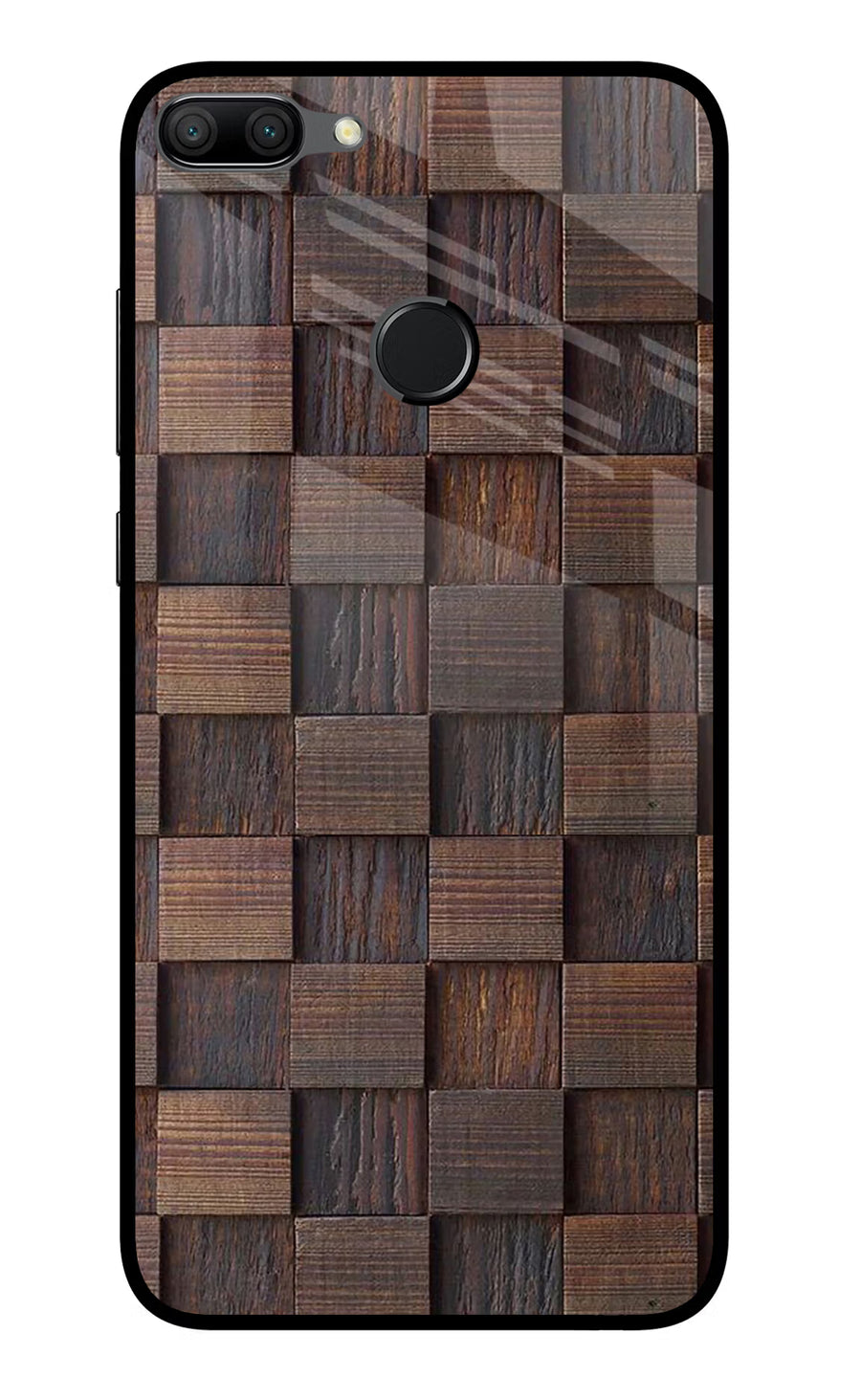 Wooden Cube Design Honor 9N Back Cover, Glass case