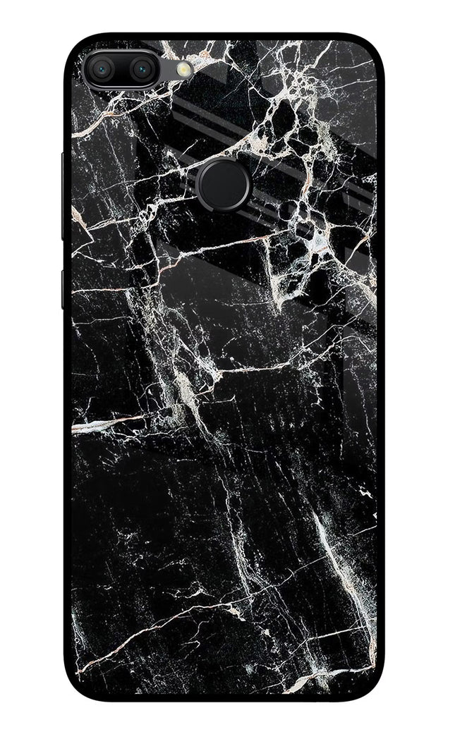 Black Marble Texture Honor 9N Glass Case Back Cover by Casekaro