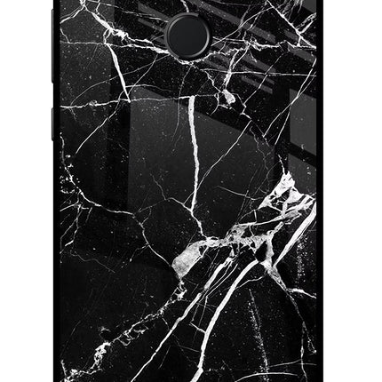 Black Marble Pattern Honor 9N Glass Case Back Cover by Casekaro