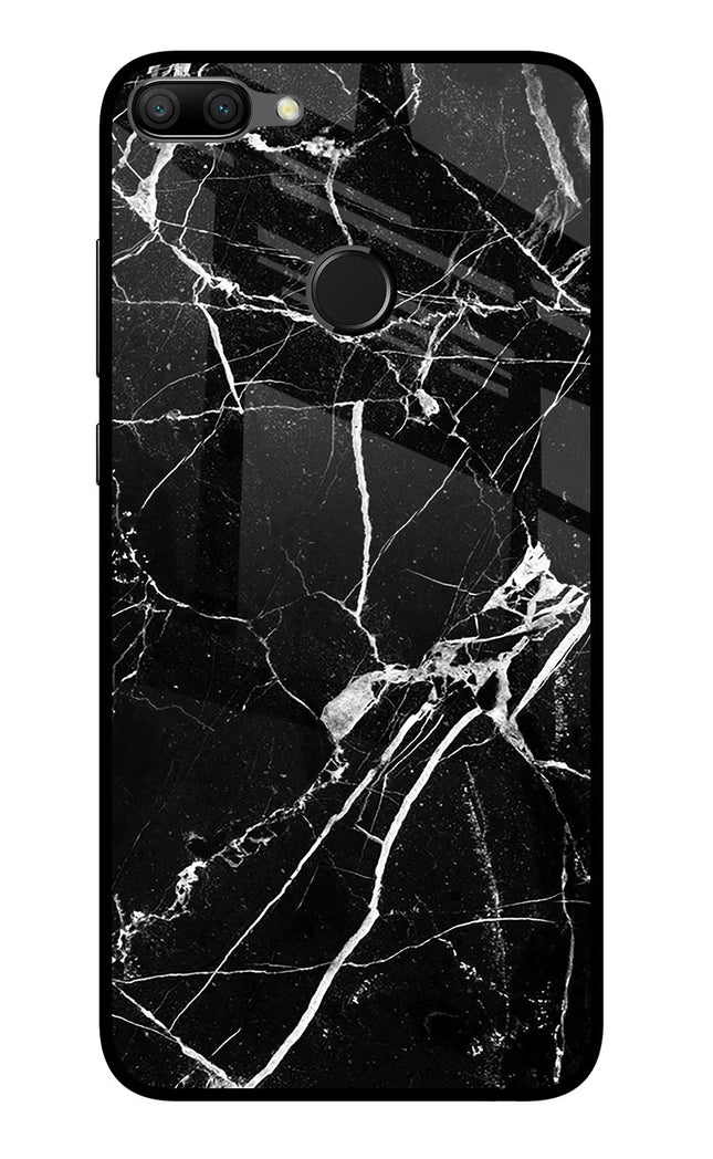 Black Marble Pattern Honor 9N Glass Case Back Cover by Casekaro