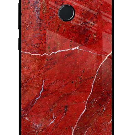 Red Marble Design Honor 9N Glass Case Back Cover by Casekaro