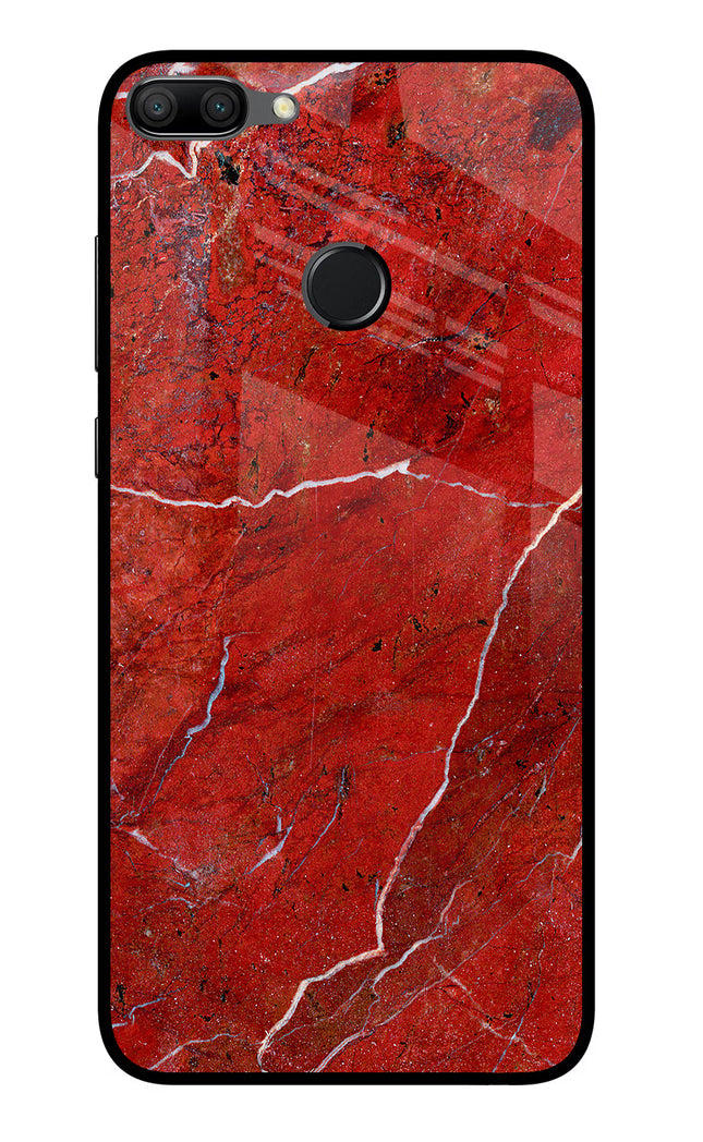 Red Marble Design Honor 9N Glass Case Back Cover by Casekaro