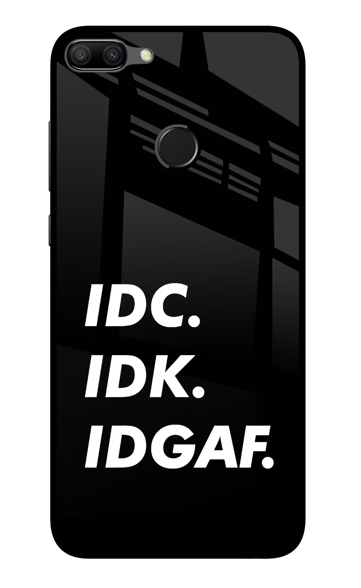 Idc Idk Idgaf Honor 9N Glass Case Back Cover by Casekaro