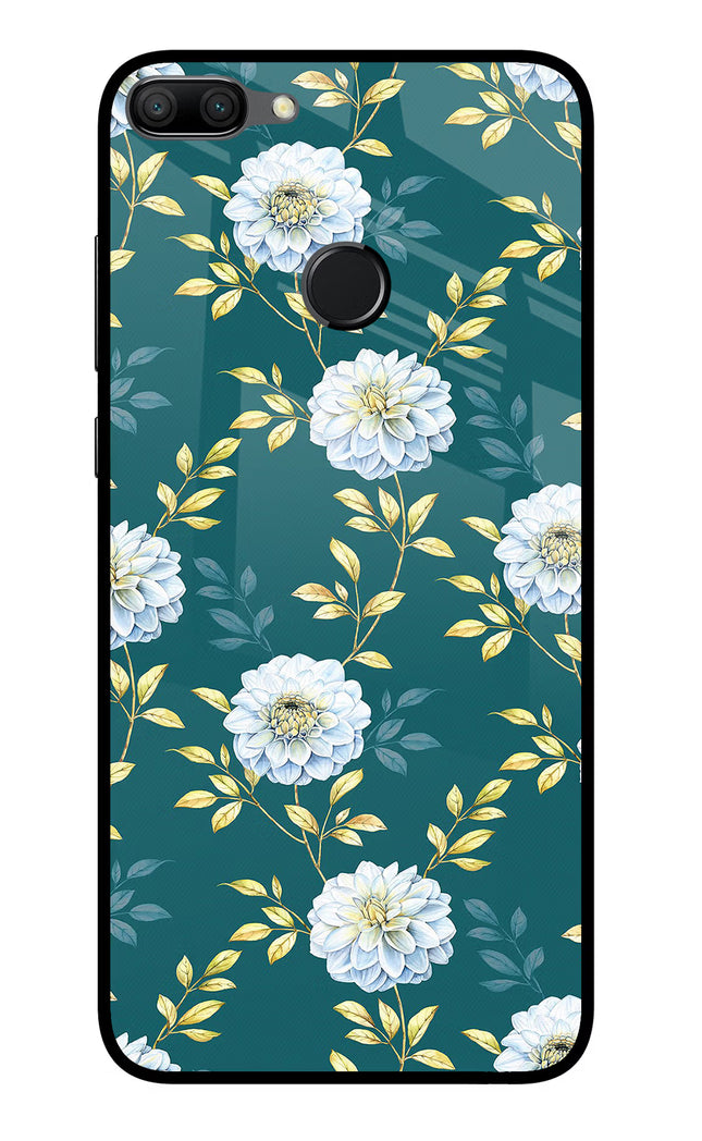 Flowers Honor 9N Glass Case Back Cover by Casekaro