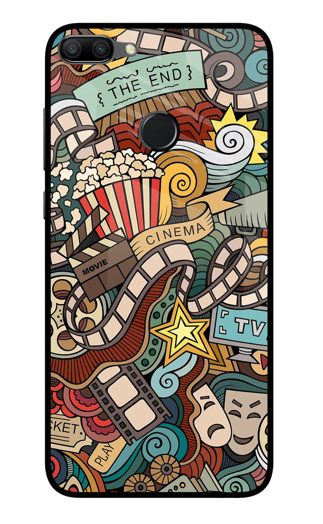Cinema Abstract Honor 9N Glass Case Back Cover by Casekaro