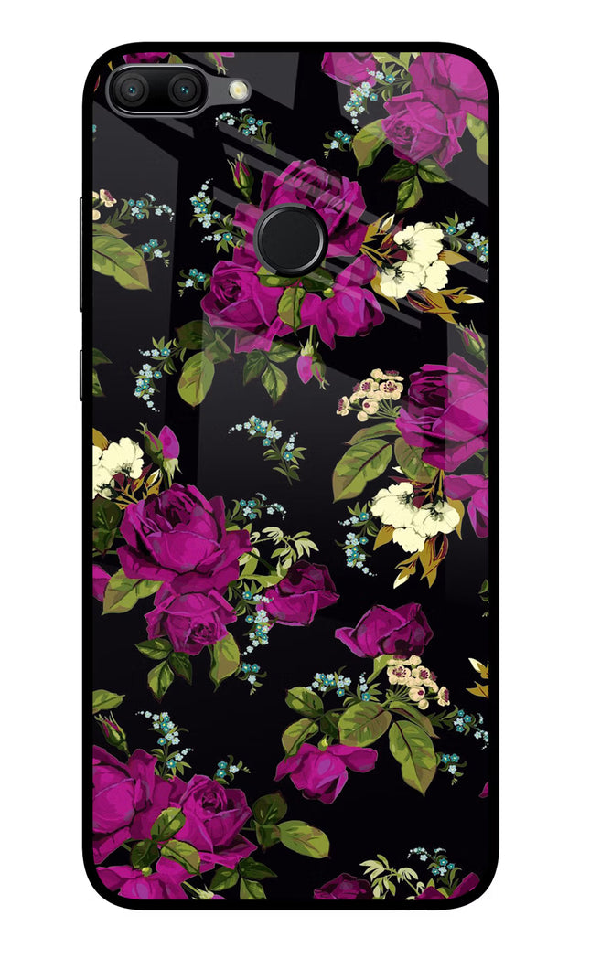 Flowers Honor 9N Glass Case Back Cover by Casekaro