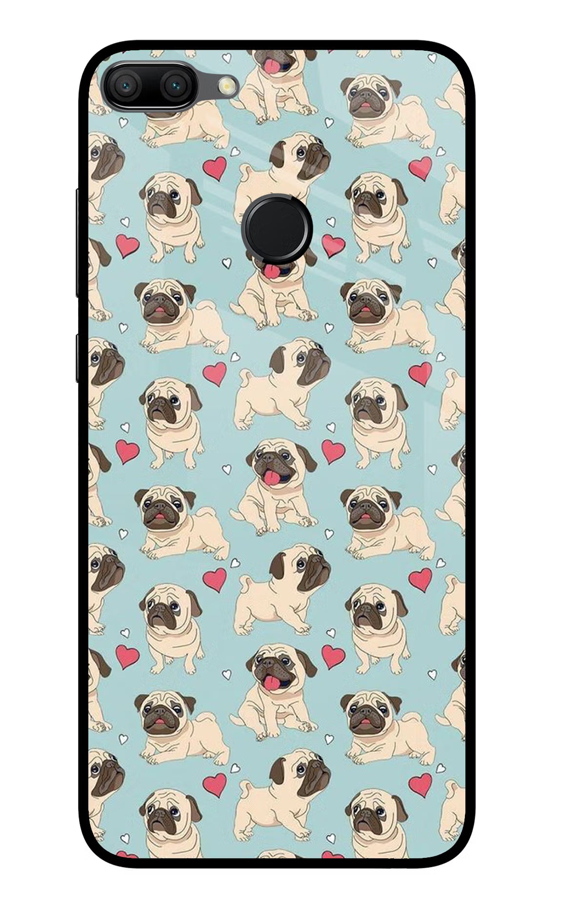 Pug Dog Honor 9N Glass Case Back Cover by Casekaro