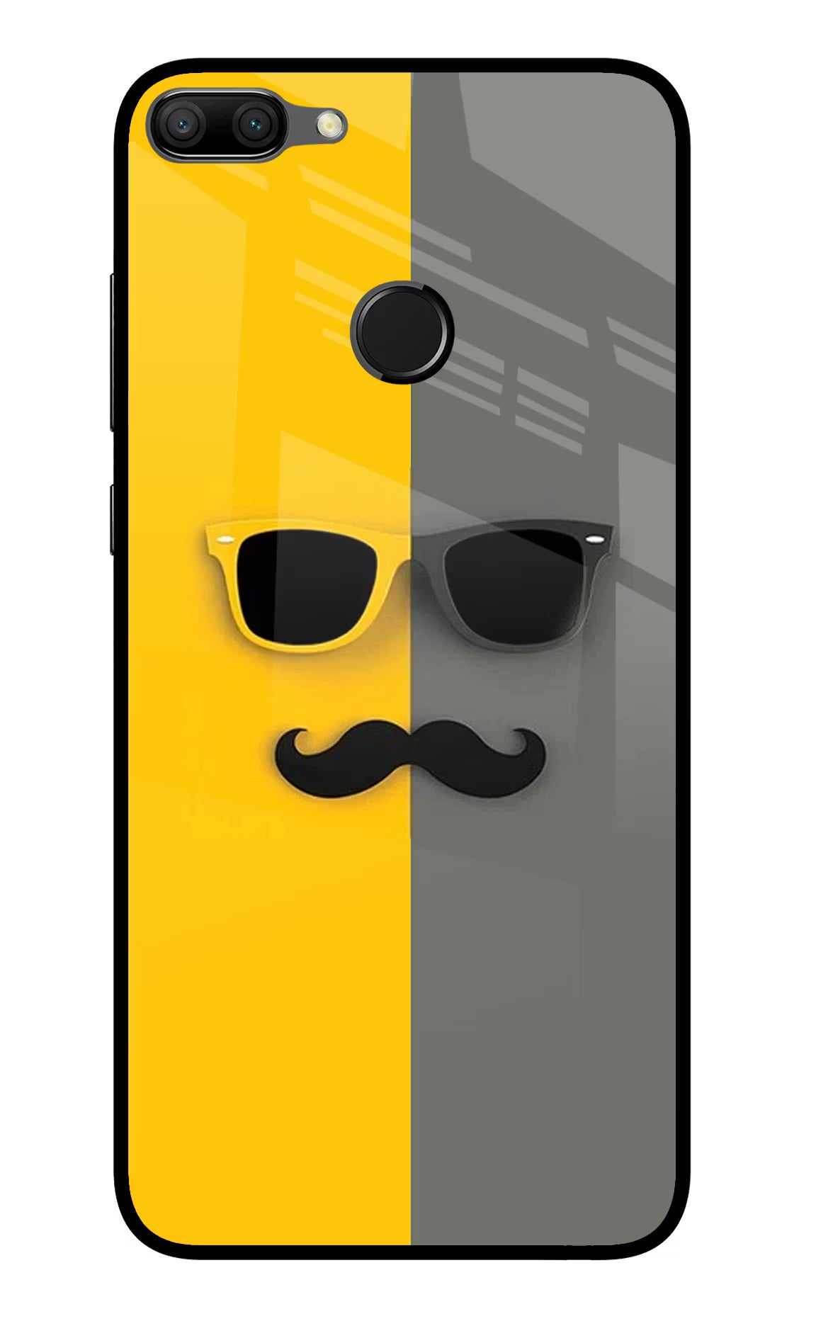 Sunglasses with Mustache Honor 9N Glass Case Back Cover by Casekaro