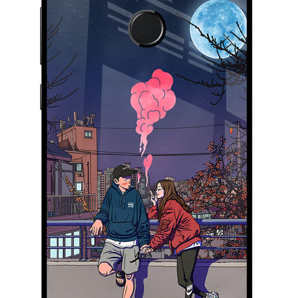Chilling Couple Honor 9N Glass Case Back Cover by Casekaro